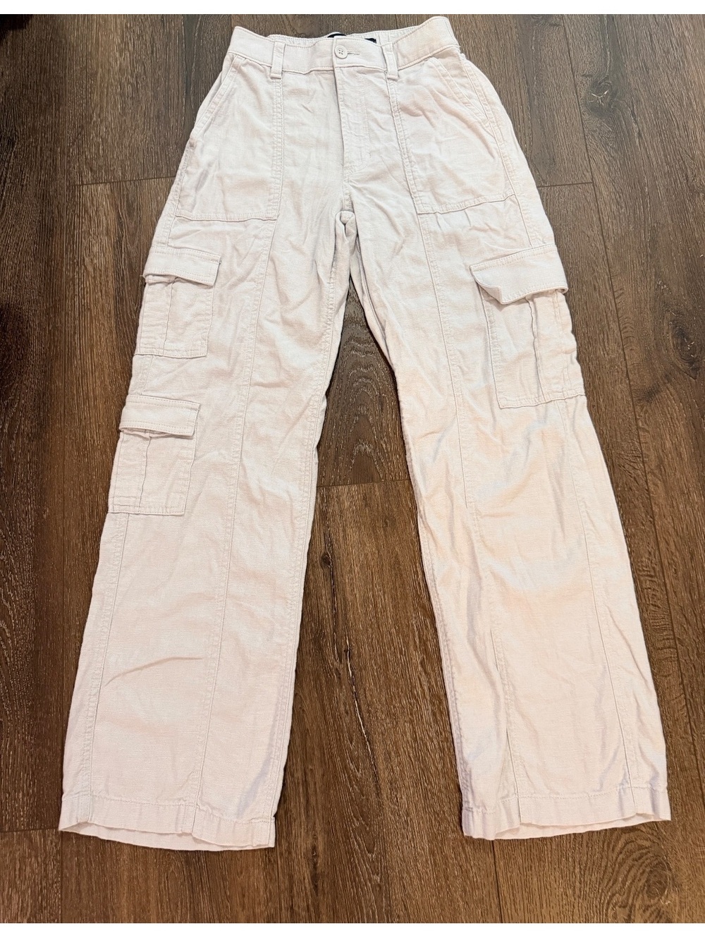 Hollister Ultra High Rise Cargo Pants XS  Linen Blend Wide Leg